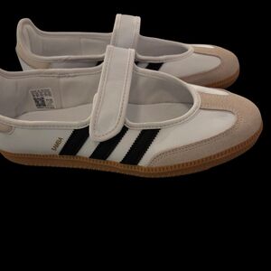NWOT Adidas White and Tan Samba Mary Janes Shoes Sz 10